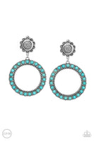 Playfully Prairie - Blue Clip-on Earring