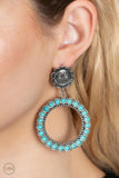 Playfully Prairie - Blue Clip-on Earring