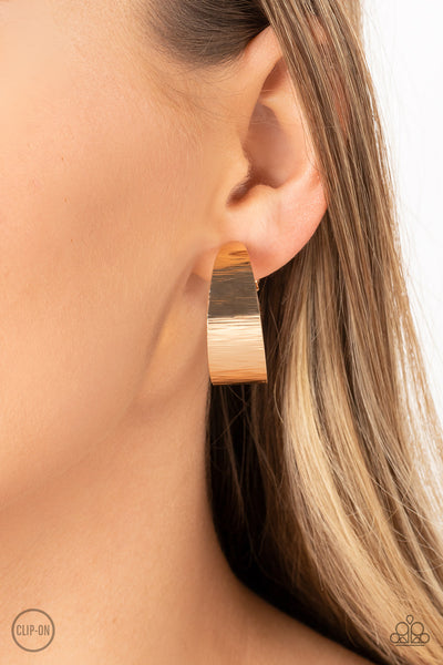 Versatile Velocity - Gold Clip-on Earring