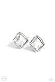 Sparkle Squared - White Clip-on Earring