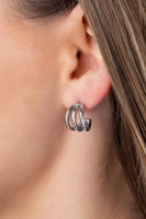 TRIPLE Down - Silver Hoop Earring