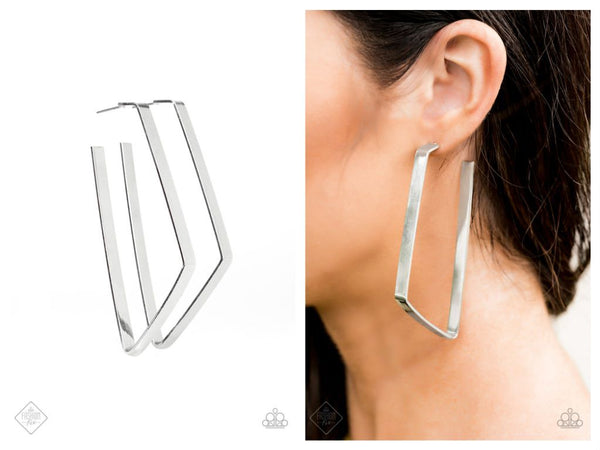 Geo Jam - Silver Hoop Earring