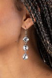 Reflective Rhinestones - White Earring