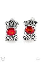 Glamorously Grand Duchess - Red Clip-on Earring