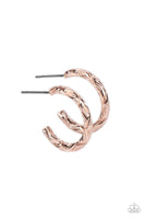 Triumphantly Textured - Rose Gold Hoop Earring