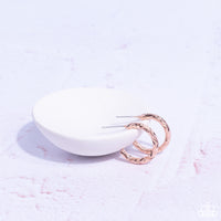 Triumphantly Textured - Rose Gold Hoop Earring