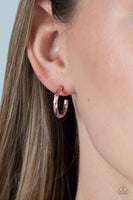 Triumphantly Textured - Rose Gold Hoop Earring