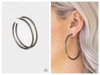 Double Or Nothing - Black Hoop Earring