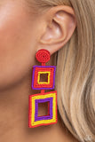 Seize the Squares - Red Post Earring