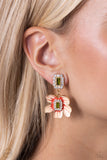 Colorful Clippings - Green Clip-on Earring