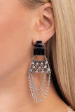 Dangling Art Deco - Black Post Earring
