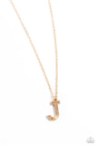 Leave Your Initials - Gold - J Initial Necklace