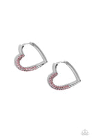 Be Mine, Valentine? - Pink Hinge Hoop Earring