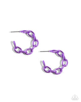 Colorful Cameo - Purple Hoop Earring