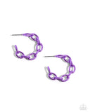 Colorful Cameo - Purple Hoop Earring