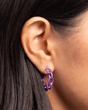 Colorful Cameo - Purple Hoop Earring