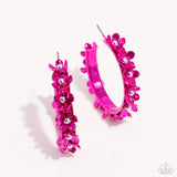 Fashionable Flower Crown - Pink Hoop Earring