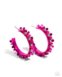 Fashionable Flower Crown - Pink Hoop Earring