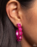 Fashionable Flower Crown - Pink Hoop Earring