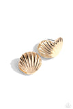 Seashell Surprise - Gold Hinge Hoop Earring