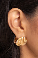 Seashell Surprise - Gold Hinge Hoop Earring