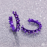 Fashionable Flower Crown - Purple Hoop Earring