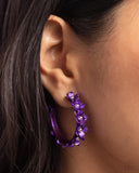 Fashionable Flower Crown - Purple Hoop Earring