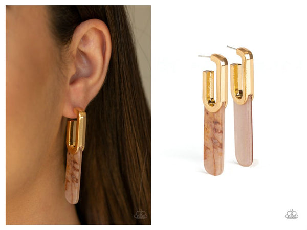 Haute off the Press - Brown Post Earring