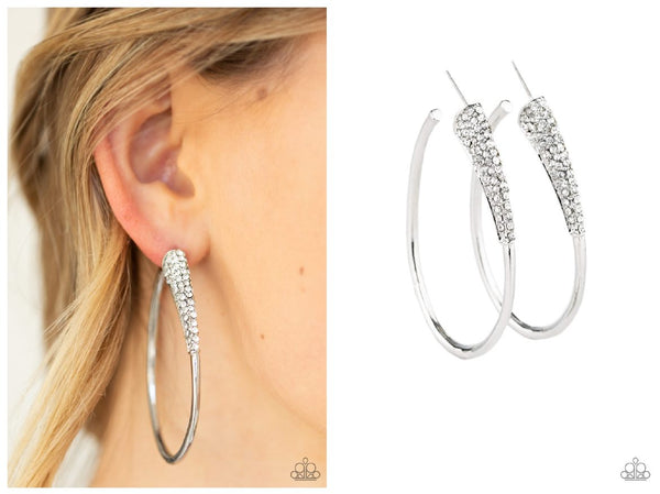 Winter Ice - White Hoop Earring