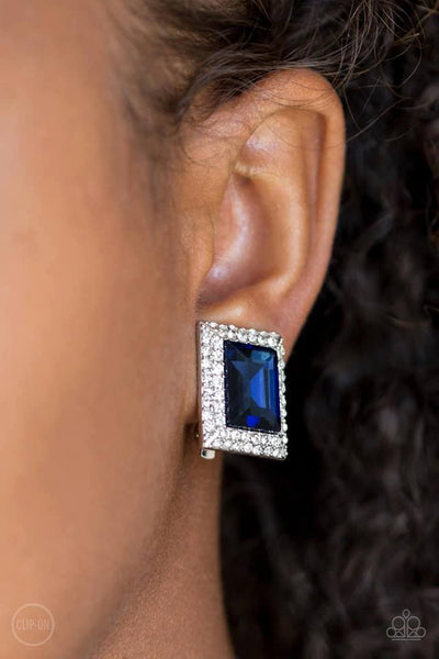 Crowned Couture - Blue Clip-on Earring