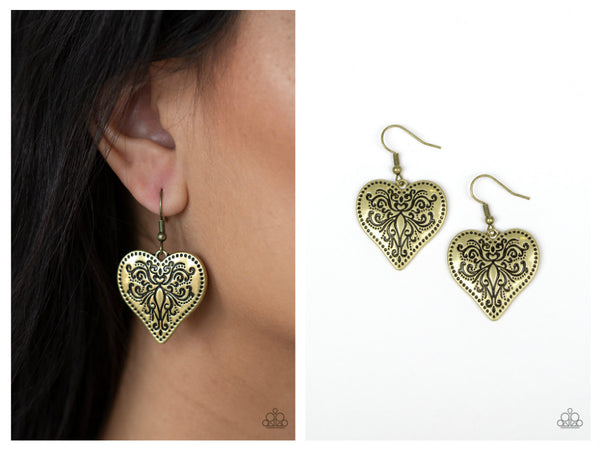 Western Heart - Brass Earring