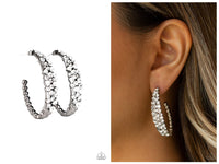 A GLITZY Conscience - Black Hoop Earring