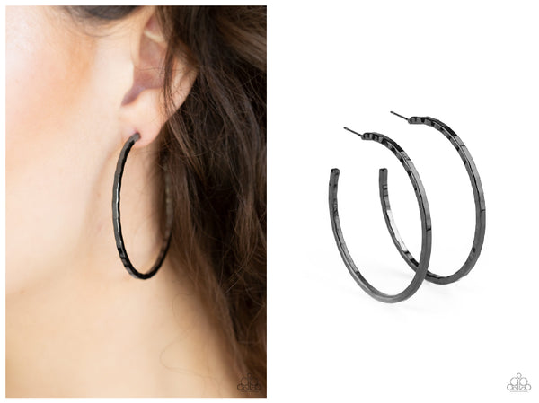 Totally Throwback - Black Hoop Earring