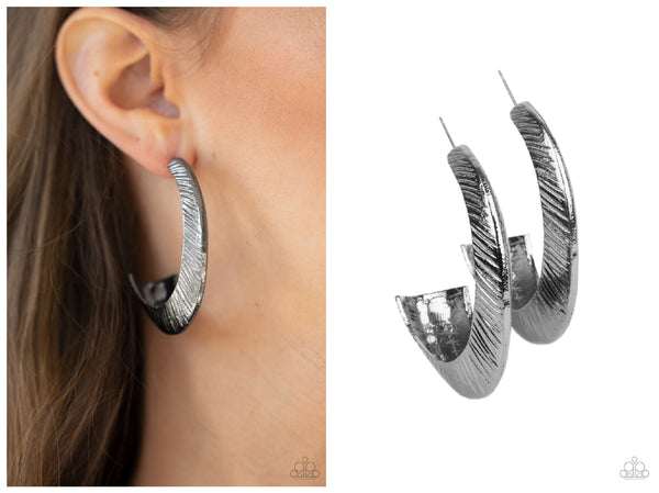 I Double FLARE You - Black Hoop Earring