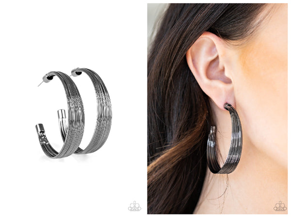 Live Wire - Black Hoop Earring