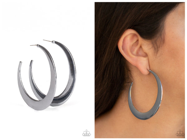 Moon Beam - Black Hoop Earring