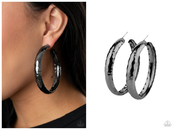 Check Out These Curves - Black Hoop Earring