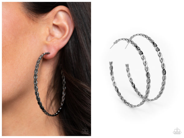 Infinite Twist - Black Hoop Earring