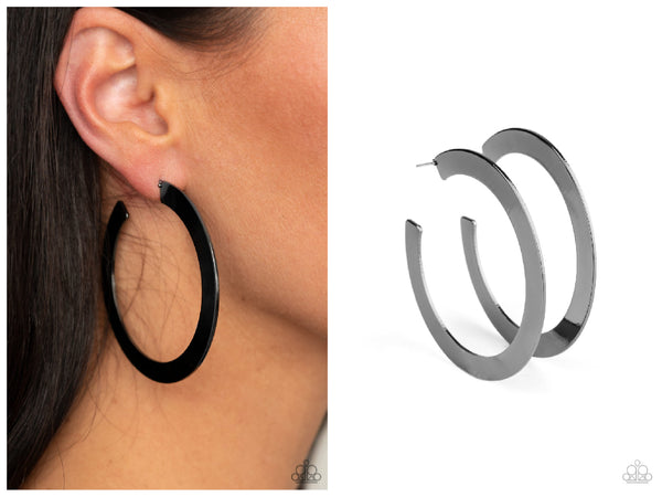 The Inside Track - Black Hoop Earring