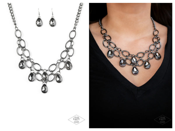 Show-Stopping Shimmer - Black Necklace
