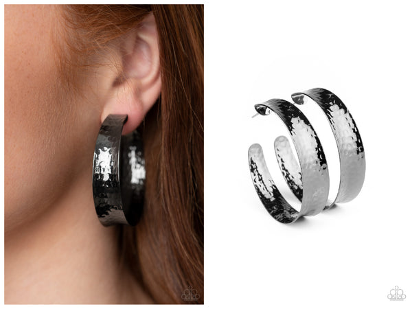 Fearlessly Flared - Black Hoop Earring