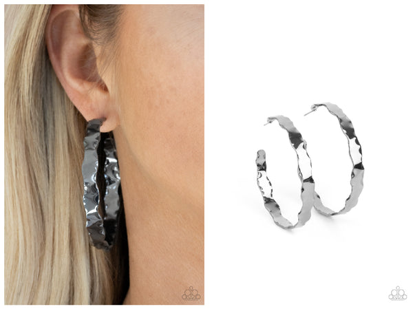 Exhilarated Edge - Black Hoop Earring