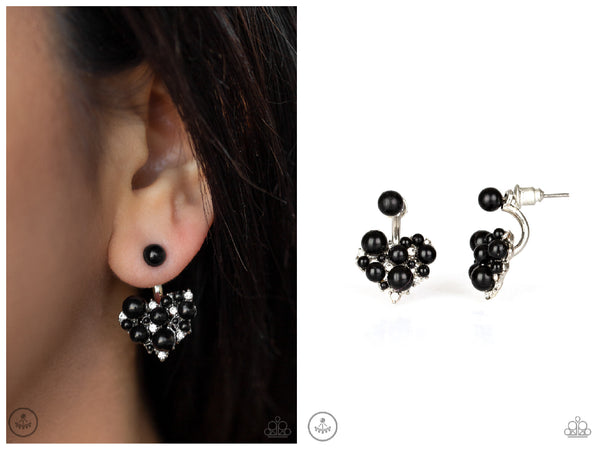 Star-Studded Success - Black Post Earring