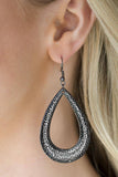 Straight Up Shimmer - Black Earring