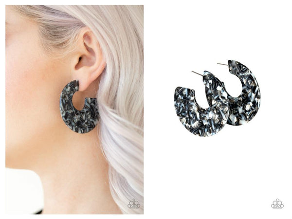 Tropically Torrid - Black Hoop Earring