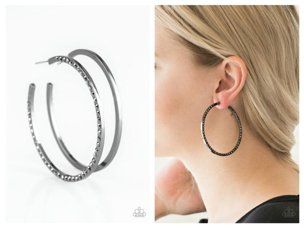 Dangerously Dynamic - Black Hoop Earring