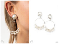 Seize Your Moment - White Clip-on Earring