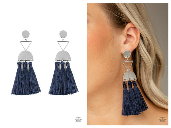 Blue fringe store earrings paparazzi