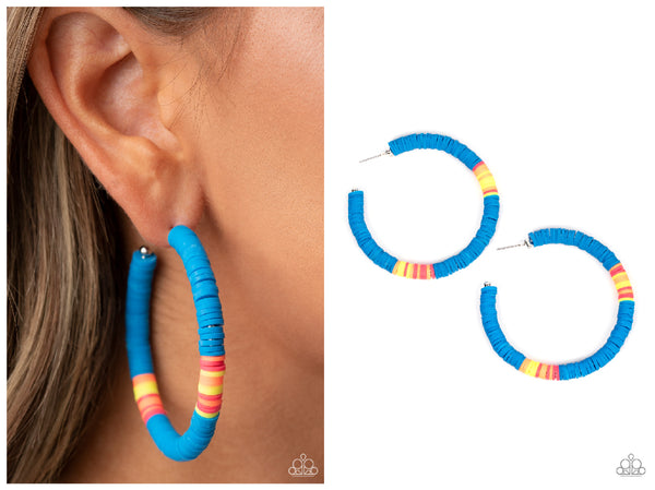 Colorfully Contagious - Blue Hoop Earring