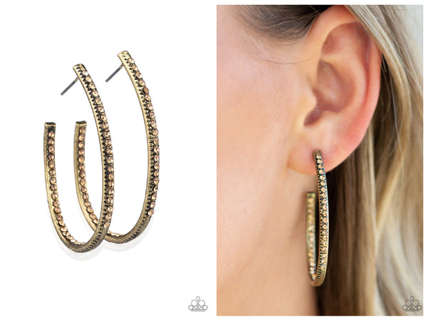 Globetrotting Glitter - Brass Hoop Earring